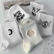 Stockings children Korean version of mid-tube socks ins summer thin tide cute Japanese long tube breathable White Deodorant