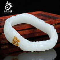 Tiantian jade carving Xinjiang Hetian jade bracelet female jade bracelet sheep fat jade old pit material Jade seed noble concubine jade bracelet