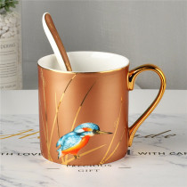 Ceramic Mark Cup Eurostyle Fields Wind Coffee Cup Spoon Suit Sketching Gold Side Milk Tea Cup Couple Cups