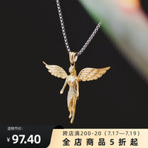 ROADLATIVE National tide original design New angel wings cross Titanium steel tide girl couple necklace Male