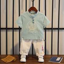 Childrens Hanfu summer dress thin Chinese style Boys Tang dress Retro style Chinese modified ancient costume Primary school students Chinese school clothes