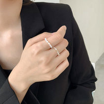 MS shaped pearl ring Baroque style handmade beaded winding female fashion personality elastic white beads