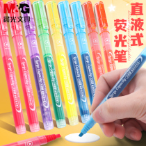 Chenguang straight liquid highlighter pen students use 6-color color marker pen rough key marking marking pen silver light color pen large capacity class note special multi-color light color pen set