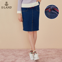 ELAND clothes fall fashion temperament niche thin long slit bag hip denim skirt lady