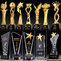  Resin trophy custom lettering Crystal trophy creative resin gold-plated trophy crafts award commemorative gift