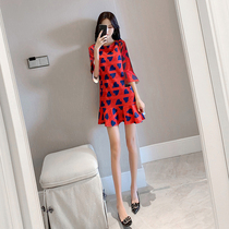 Spring dress 2021 new women early spring age slim dress early spring fashion high waist A- line dress red
