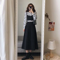Spring new Korean version of the Korean version of a small crowdsourced retro skirt can be salt-sweetened girl wearing a pangolin shirt two-piece suit