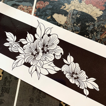 zingtattoo Ukiyo-painted bracelet super cool black and white dark Japanese tattoo stickers male flower arm waterproof and sweat-proof