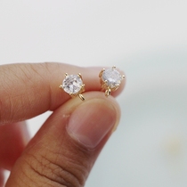14K Bag Gold Fidelity zircons Ear Pin Homemade Pearl Earrings Earrings Earrings Accessories ACCESSORIES MATERIAL