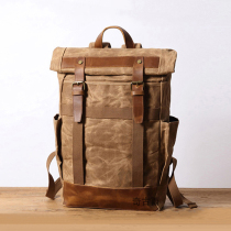 Qiguxi new oil wax canvas backpack retro bag casual computer bag fashion waterproof travel bag tide men and women
