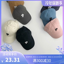 Dongdaemun Korean style ins simple baseball cap childrens personality boys and girls solid color foreign letters sunshade sun hat 2