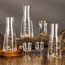  Luxury Jinshan white wine cup set Golden trumpet mouthful cup Chinese crystal glass wine dispenser cup holder Spirits cup
