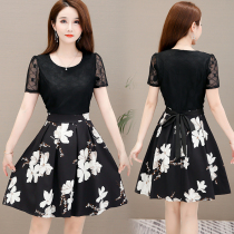 Fake two-piece suit fashion summer dress womens new thin size womens chiffon lace dress summer