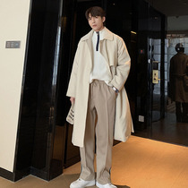 Hualun mid-length over-the-knee wool coat mens winter thick premium sense loose Korean version of the tweed coat