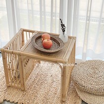 Rattan creative small coffee table corner ins Personality simple living room bedroom bedside Japanese tatami storage edge