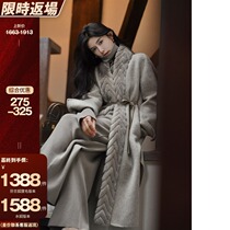 Big joy homemade lady coat | crisp winter high-end fur coat sheep wool belt coat