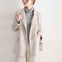 Japanese high-end double-breasted wool coat women's slim slim double-sided coat women's 2018 new Chinese style
