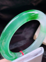 Longyu Culture Myanmar Old Pit Ice Seed Floating Flowers Yang Green Round Strips for Zhuang jade bracelets