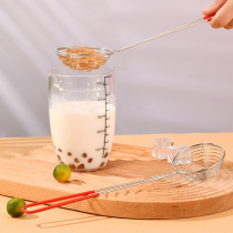 Small red handle Sagami 304 filter stainless steel fishing Pearl colander mini milk tea shop special spoon