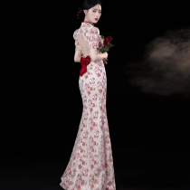 Fishtail Cheongsam Toast Dress Bride Winter Wedding Chinese Dress Engagement Dress Back Door Casual Female Small Man