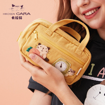 HIKOSEN carabat Korean version of canvas womens handbag small Hand bag change storage make up mobile phone bag