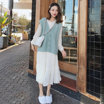 Autumn 2021 New French long sleeve jumpsuit skirt size womens fat mm early autumn fashion two-piece suit