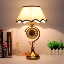 European style with clock lamp modern simple bedroom bedside lamp American retro living room study silent dimming lamp