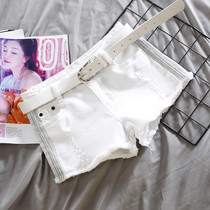 White denim shorts Women summer slim stretch 2021 New sequins super short sexy hip hip European and American Joker hot pants