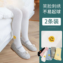 Childrens pantyhose spring and autumn thin thick pure cotton baby white conjoined socks foreign-wearing girls leggings