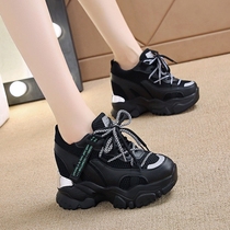 Slope Heel Inner Heightening Women Shoes Spring Old Daddy Shoes Women Tide Ins Cool Summer Pine Pastry Thick Base Casual Sneakers