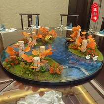 Hotel round table turntable decoration simulation flower hotel dining table new Chinese decoration round table middle decoration home