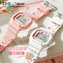 Magic speed x Sanrio small square graffiti watch female junior high school students Children girls girls electronic watch