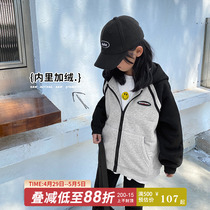 Princess Norno Childrens jacket Caede with hat 100 Lap Casual Sportswear Big Boy Autumn Winter Clothing Childrens Thick Cropped Kshirt