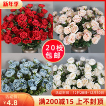 Simulation flower wedding small branch rose hipster flower high branch rose home floral arrangement Wedding Hall exhibition flower art