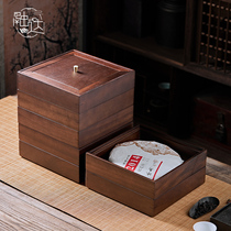 Walnut solid wood Puer tea cake storage box storage box storage box Tea storage box tea tray Chinese tea cake multi-layer
