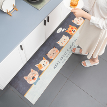 Kitchen Ground Mat home strip anti-slip anti-oil and oil-proof PVC erasable cartoon door cushion custom-made full