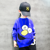 Blue cloth shop boys sweater childrens autumn and winter knitwear pullover 2020 thick new medium child Korean version