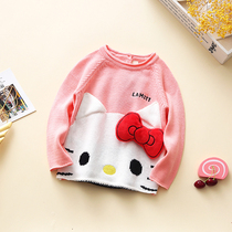 Korean version of childrens clothing autumn girls cotton pullover childrens wild base shirt baby knitwear sweater