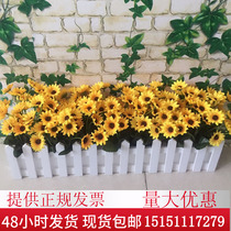 Sunflower fence set simulation flowers and plants fake flowers silk flowers indoor and outdoor home decoration floral desktop partition shielding