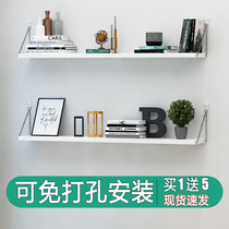 Wall shelf single board non-perforated creative wall background wall decoration kitchen wall hanging bookshelf bedroom wood board