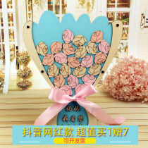 Mothers Day gift Thanksgiving mother gift creative hand flower wood chip blessing box signature sign-in this custom personality