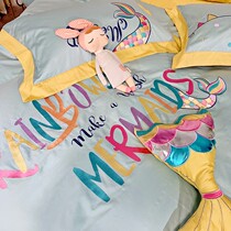 Four-piece cotton cotton 60 long staple cotton cute cartoon girl heart hipster sheets quilt cover bedding