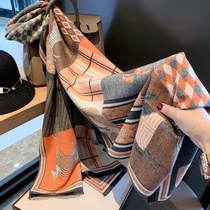 French big stars net red with the same scarf women 2021 autumn and winter new dual-use cashmere thickened shawl collar damp