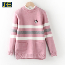 Girls sweater plus velvet thickened 2021 new autumn and winter foreign style childrens clothing pullover girl warm knitted base shirt