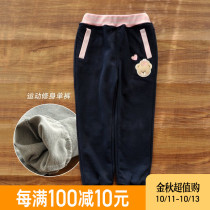Girls sports pants 2021 autumn new childrens fleece casual pants spring and autumn girls one velvet wear trousers