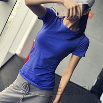 Mesh quick-drying clothes female sexy sports short sleeve tight slim fitness top high elastic net red yoga clothing half sleeve