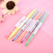 Color double-head highlighter 6-color mark key marking pen student graffiti hand account pen oblique watercolor pen