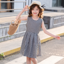 Girls Plaid Dress Tide 2021 Summer Dress New New Tong Super Ocean Princess Dress Children Cotton Back Dress