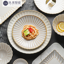 LO GULEYA Nordic Ceramic Dishes Dish Home Dish Tennis Red Ins Wind Steak Dinner Dish Breakfast Cutlery