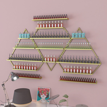 Nail polish display rack beauty shop wrought iron wall hanging shelf cosmetics store wall nail polish glue display shelf